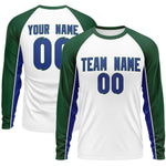 Custom White Green Crew Neck Raglan Long Sleeve Performance T-Shirt | BuyFootballJersey