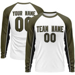 Custom White Olive Crew Neck Raglan Long Sleeve Performance T-Shirt | BuyFootballJersey