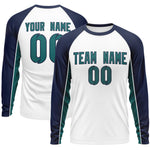 Custom White Navy Crew Neck Raglan Long Sleeve Performance T-Shirt | BuyFootballJersey