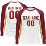 Custom White Crimson Crew Neck Raglan Long Sleeve Performance T-Shirt | BuyFootballJersey