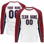 Custom White Crimson Crew Neck Raglan Long Sleeve Performance T-Shirt | BuyFootballJersey