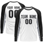 Custom White Black Crew Neck Raglan Long Sleeve Performance T-Shirt | BuyFootballJersey