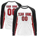 Custom White Black Crew Neck Raglan Long Sleeve Performance T-Shirt | BuyFootballJersey