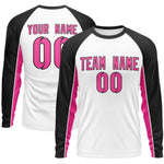 Custom White Black Crew Neck Raglan Long Sleeve Performance T-Shirt | BuyFootballJersey