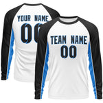 Custom White Black Crew Neck Raglan Long Sleeve Performance T-Shirt | BuyFootballJersey
