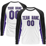 Custom White Black Crew Neck Raglan Long Sleeve Performance T-Shirt | BuyFootballJersey
