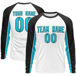 Custom White Black Crew Neck Raglan Long Sleeve Performance T-Shirt | BuyFootballJersey