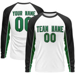 Custom White Black Crew Neck Raglan Long Sleeve Performance T-Shirt | BuyFootballJersey