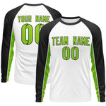 Custom White Black Crew Neck Raglan Long Sleeve Performance T-Shirt | BuyFootballJersey