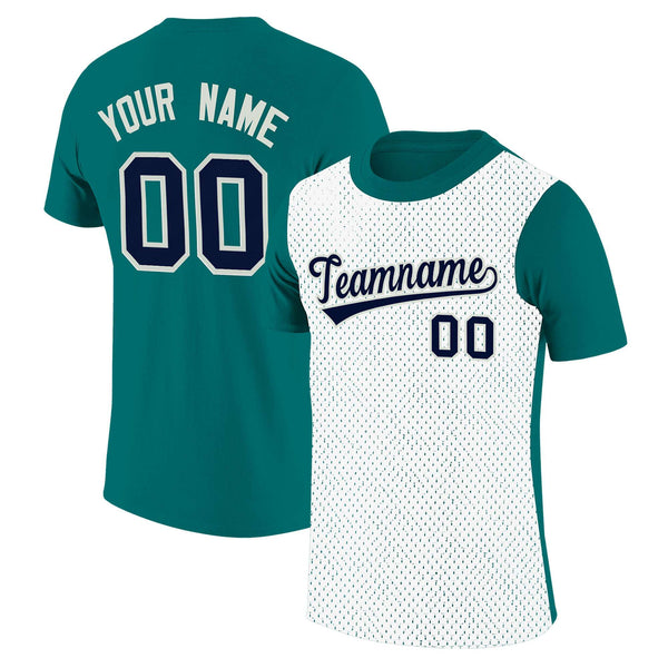 Custom Teal White Mesh Two Tone T-Shirt For Men Women&Youth | BuyFootballJersey