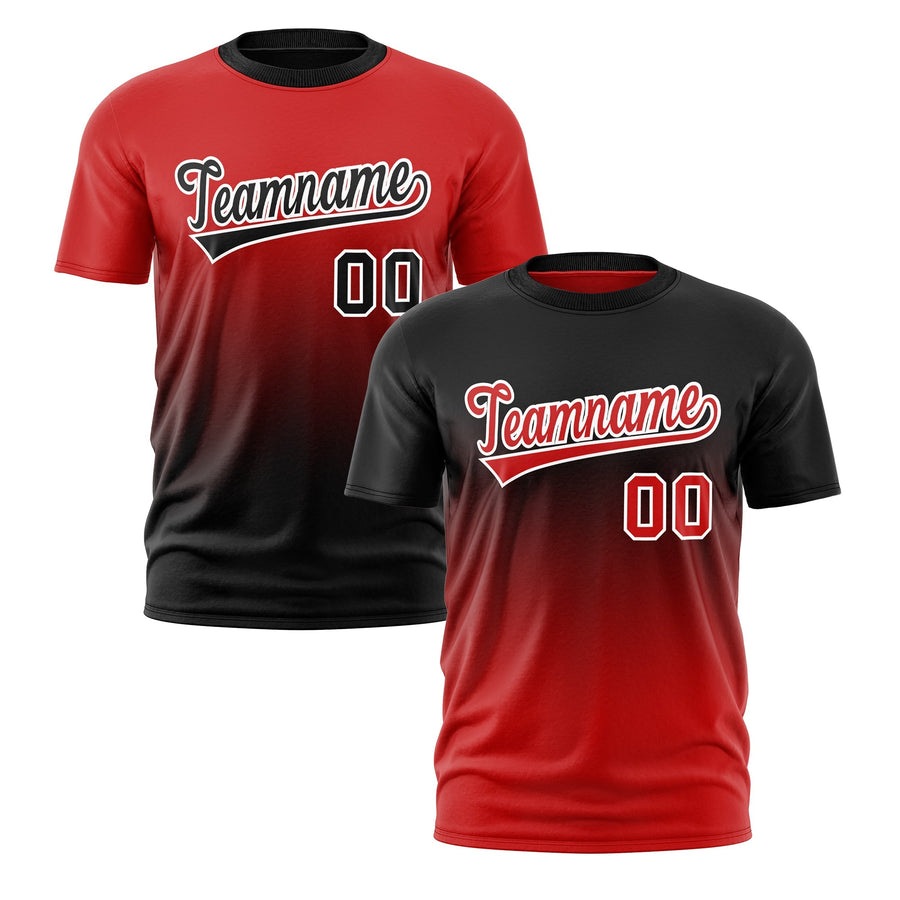 Custom T-shirt Red Black Gradient Fashion Reversible Lightweight | BuyFootballJersey