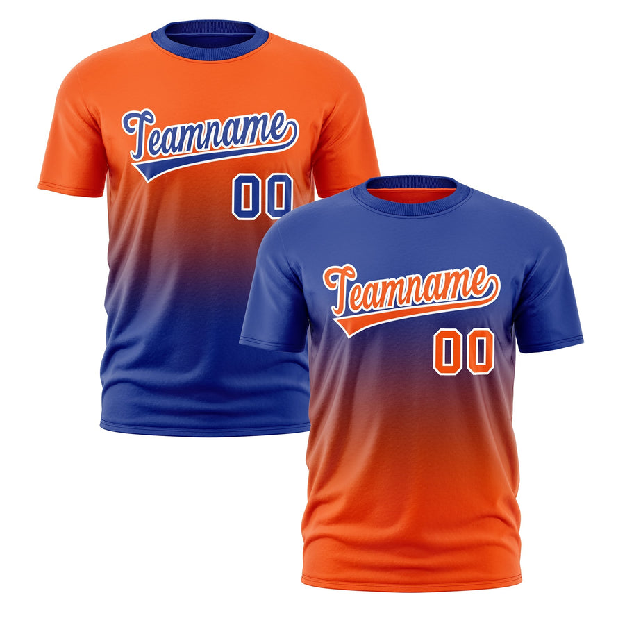 Custom T-shirt Orange Royal Blue Gradient Fashion Reversible Lightweight | BuyFootballJersey