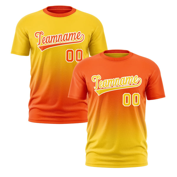 Custom T-shirt Orange Gold Gradient Fashion Reversible Lightweight | BuyFootballJersey