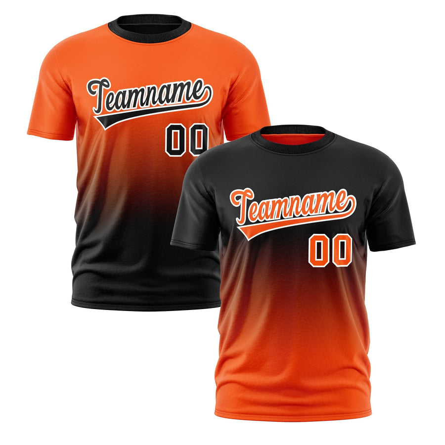 Custom T-shirt Orange Black Gradient Fashion Reversible Quick Dry | BuyFootballJersey