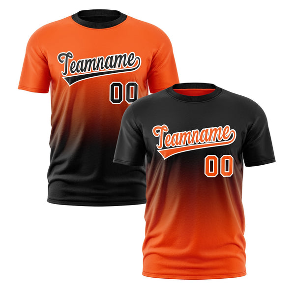 Custom T-shirt Orange Black Gradient Fashion Reversible Quick Dry | BuyFootballJersey