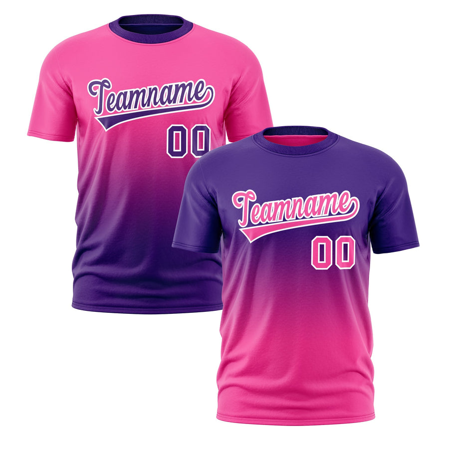 Custom T-shirt Purple Pink Gradient Fashion Reversible Lightweight | BuyFootballJersey