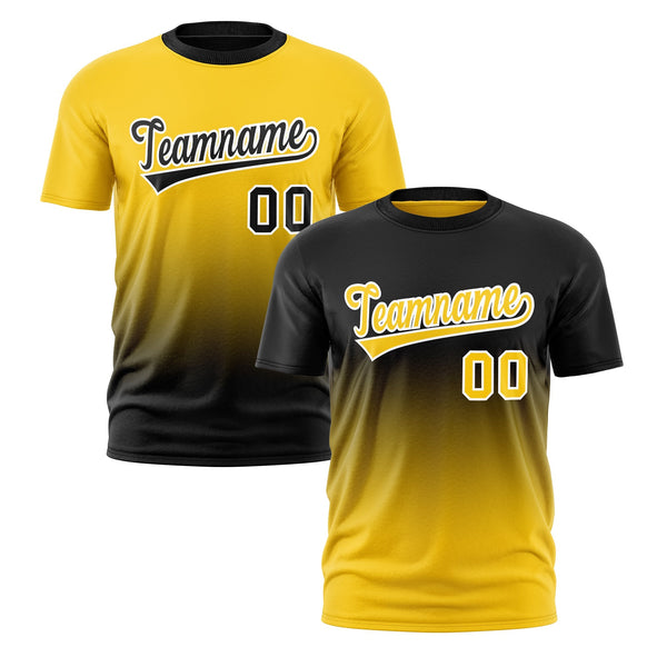Custom T-shirt Gold Black Gradient Fashion Reversible Lightweight | BuyFootballJersey
