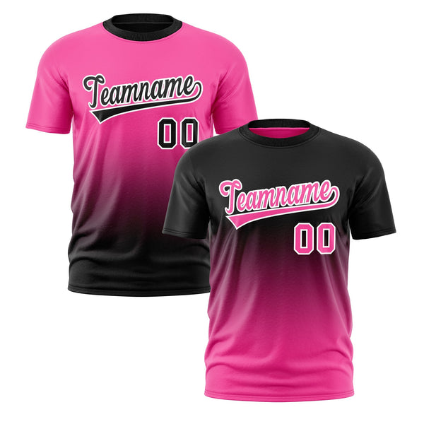 Custom T-shirt Pink Black Gradient Fashion Reversible Quick Dry | BuyFootballJersey