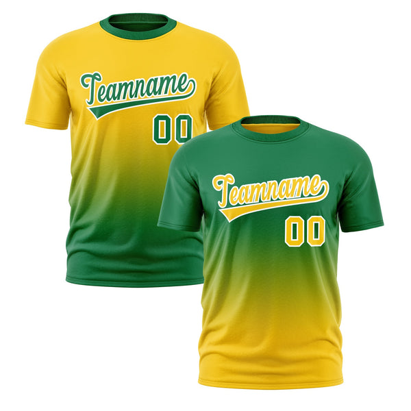 Custom T-shirt Kelly Green Gold Gradient Fashion Reversible Lightweight | BuyFootballJersey