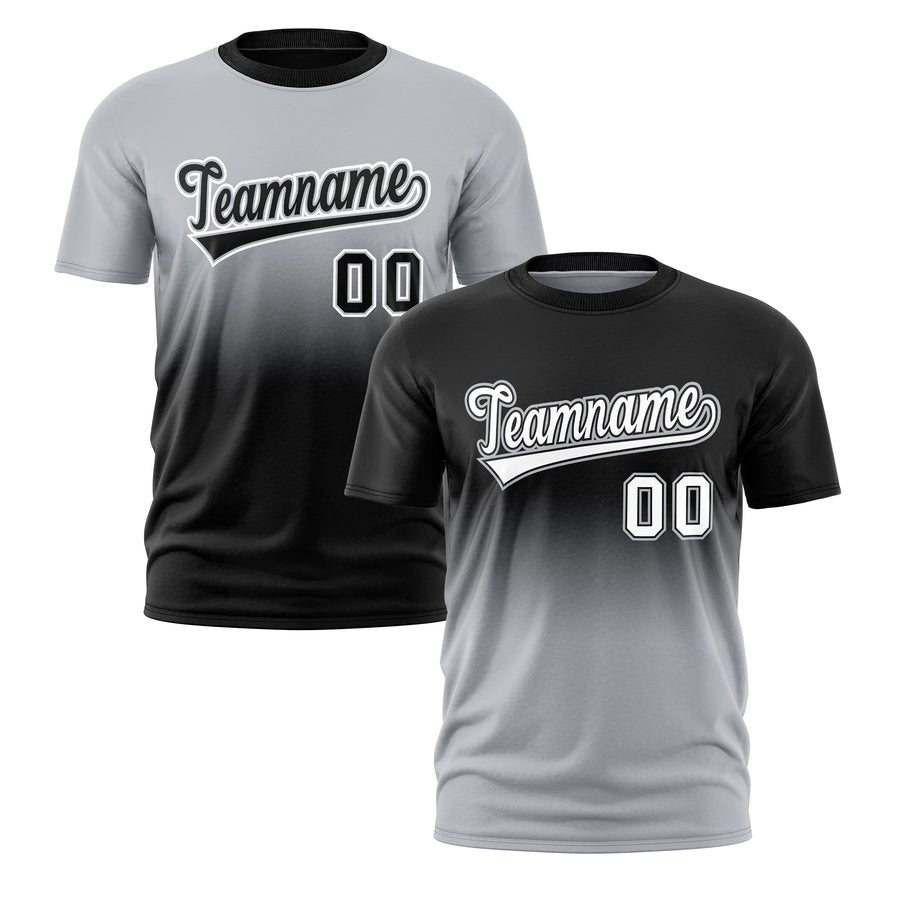 Custom T-shirt Silver Black Gradient Fashion Reversible Quick Dry | BuyFootballJersey