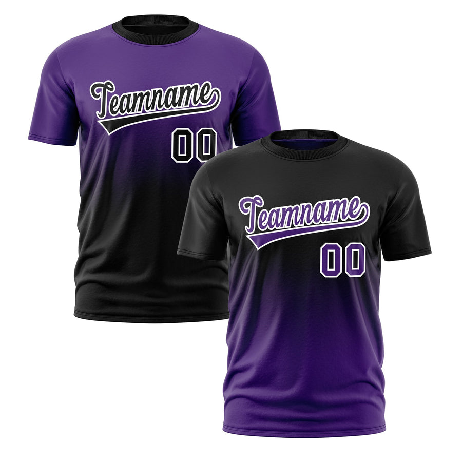 Custom T-shirt Black Purple Purple Gradient Fashion Reversible Lightweight | BuyFootballJersey
