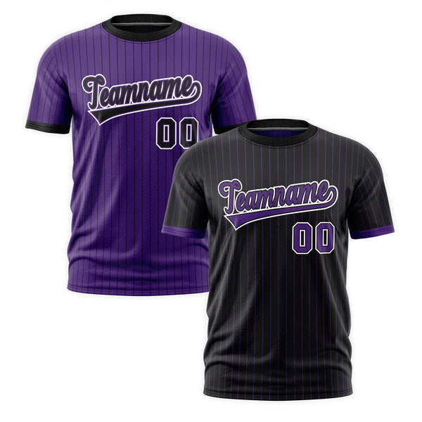 Custom T-shirt Purple Black White Reversible Stripe Fashion | BuyFootballJersey