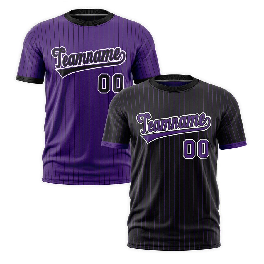 Custom T-shirt Purple Black White Reversible Stripe Fashion | BuyFootballJersey
