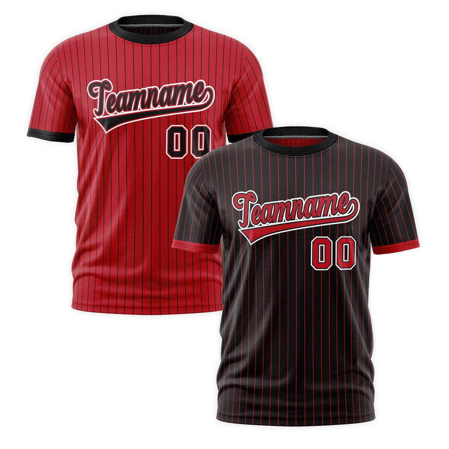 Custom T-shirt Red Black White Reversible Stripe Fashion | BuyFootballJersey