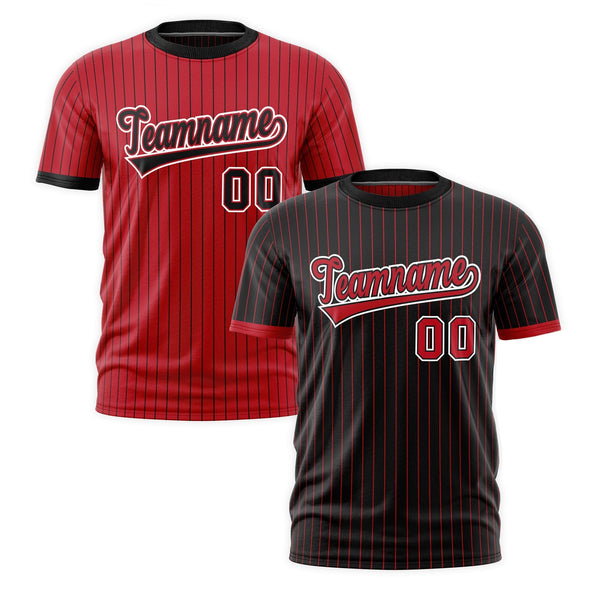 Custom T-shirt Red Black White Reversible Stripe Fashion | BuyFootballJersey