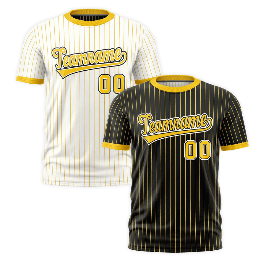 Custom T-shirt Gold Black White Reversible Stripe Fashion | BuyFootballJersey