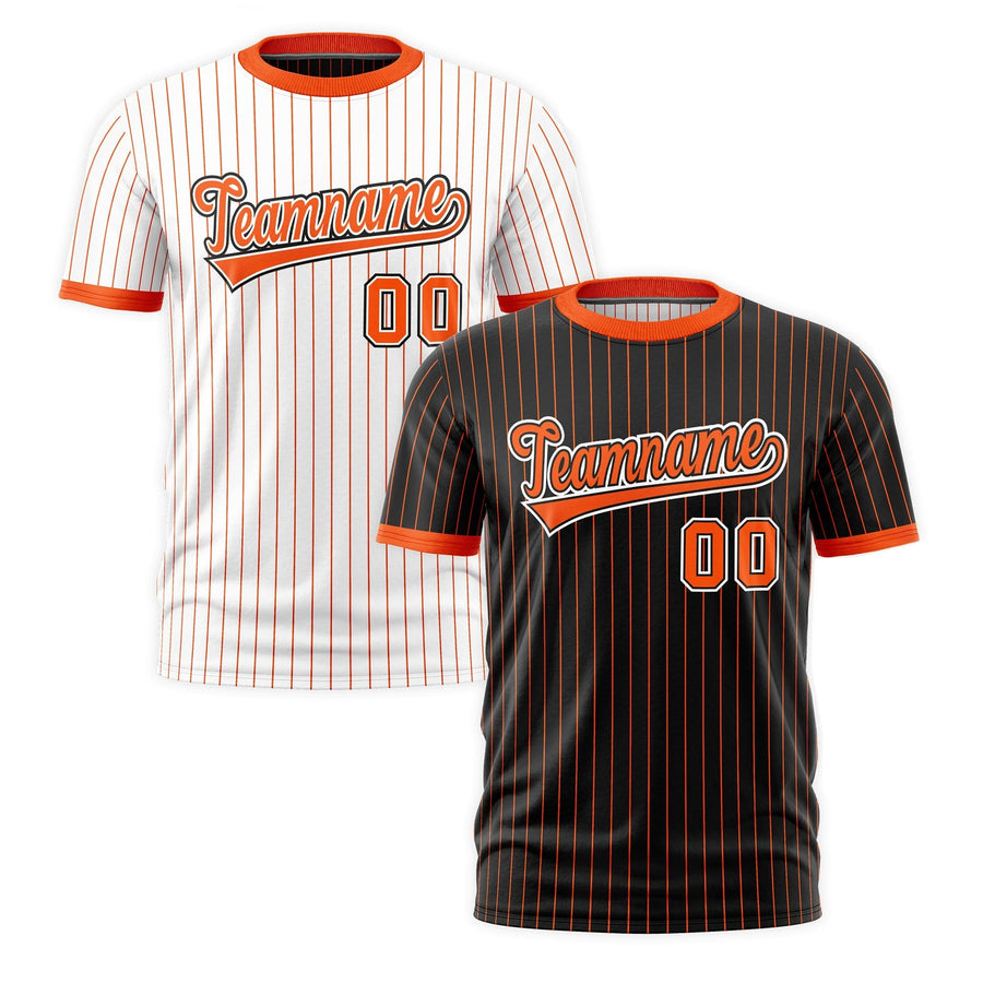 Custom T-shirt Orange Black White Reversible Stripe Fashion | BuyFootballJersey