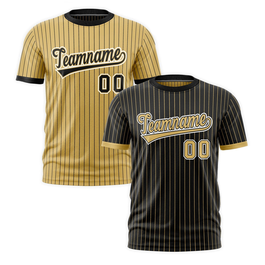 Custom T-shirt Old Gold Black White Reversible Stripe Fashion | BuyFootballJersey