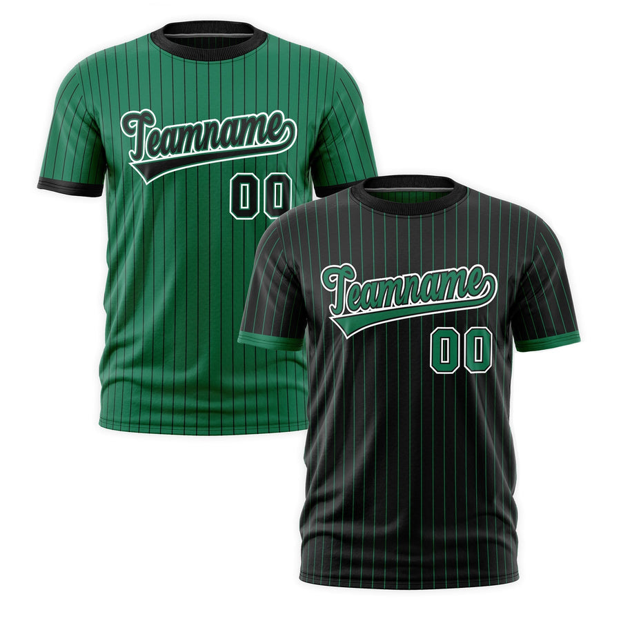 Custom T-shirt Kelly Green Black White Reversible Stripe Fashion | BuyFootballJersey
