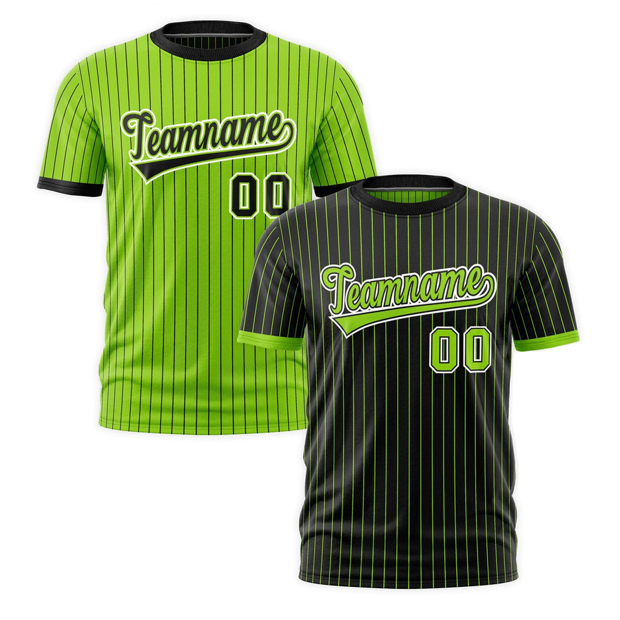 Custom T-shirt Neon Green Black White Reversible Stripe Fashion | BuyFootballJersey