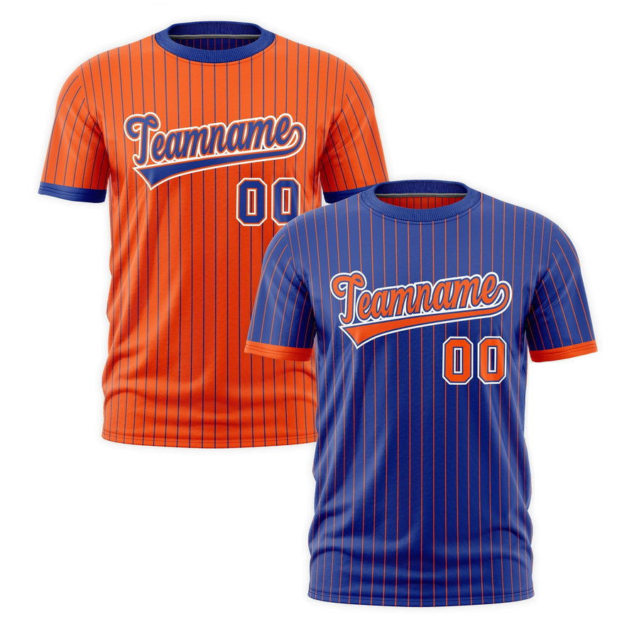 Custom T-shirt Orange Royal Blue White Reversible Stripe Fashion | BuyFootballJersey