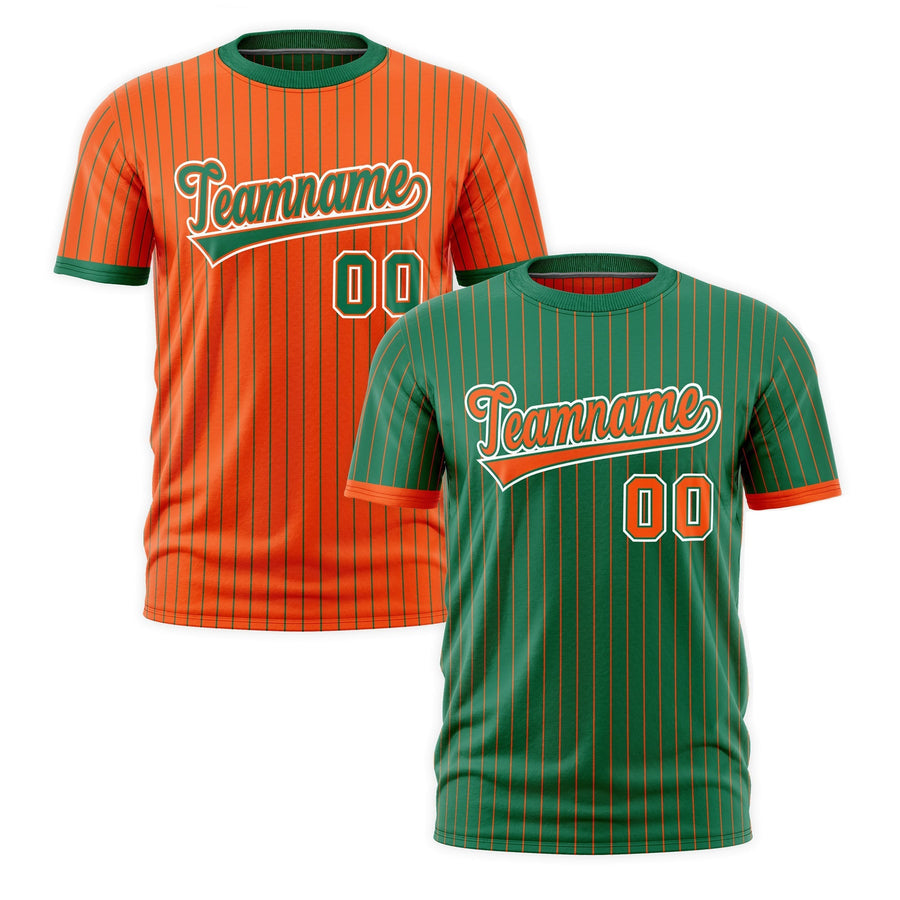Custom T-shirt Orange Kelly Green White Reversible Stripe Fashion | BuyFootballJersey