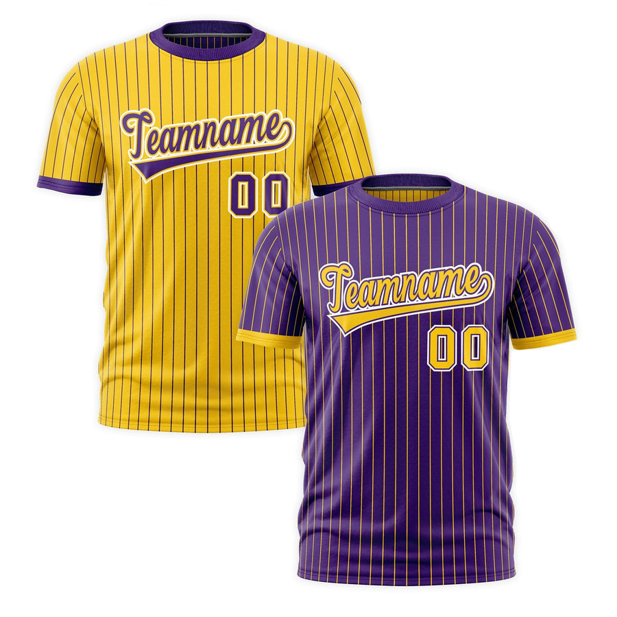 Custom T-shirt Gold Purple White Reversible Stripe Fashion | BuyFootballJersey