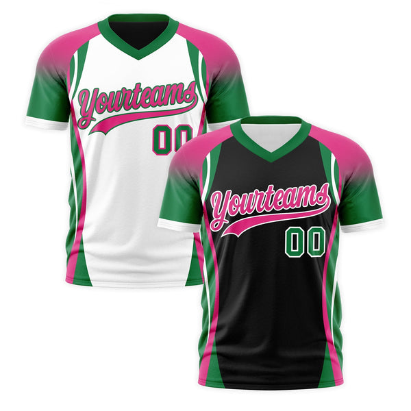 Custom V-Neck T-Shirt Black Rose Red Kelly Green Raglan Sleeves Reversible Wrinkle-Resistant | BuyFootballJersey