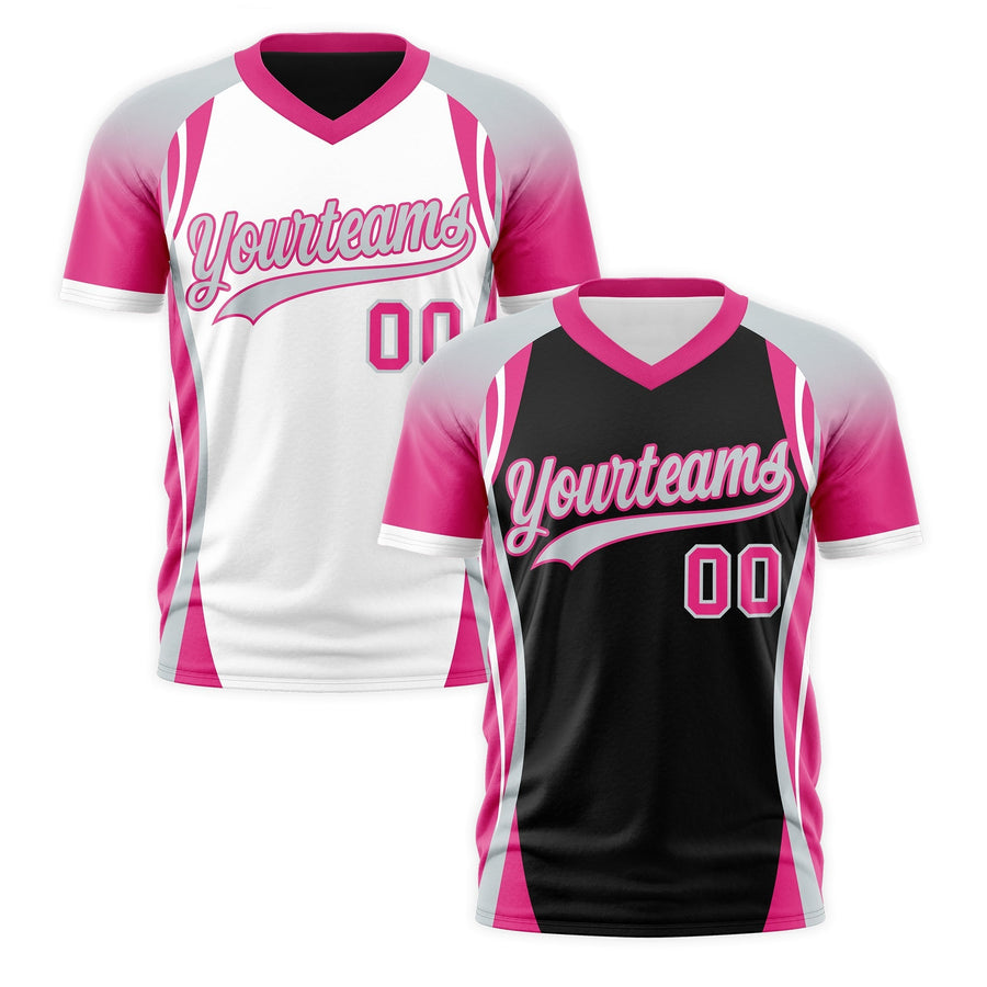 Custom V-Neck T-Shirt Black Gray Rose Red Raglan Sleeves Reversible Breathable | BuyFootballJersey