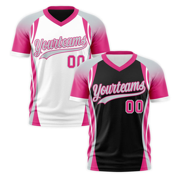 Custom V-Neck T-Shirt Black Gray Rose Red Raglan Sleeves Reversible Breathable | BuyFootballJersey