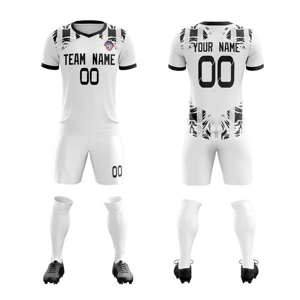 Custom White Black Soft Training Uniform Soccer Sets Jersey | BuyFootballJersey