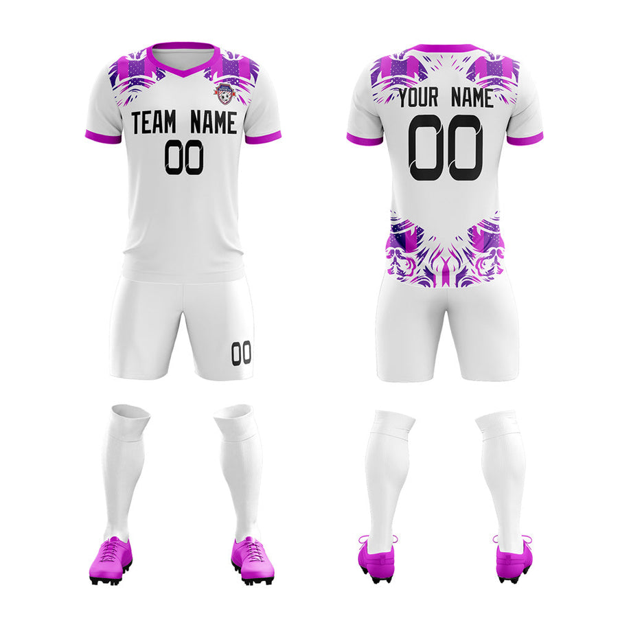 Custom White Purple Soft Training Uniform Soccer Sets Jersey | BuyFootballJersey