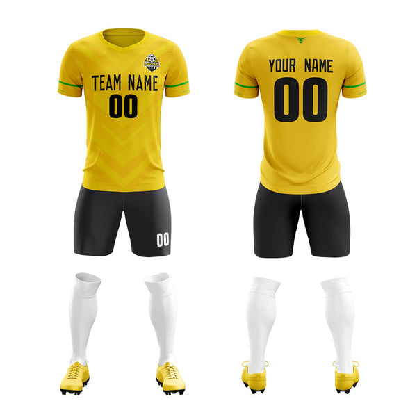 Custom Yellow Black Training Uniform Soccer Sets Jersey | BuyFootballJersey