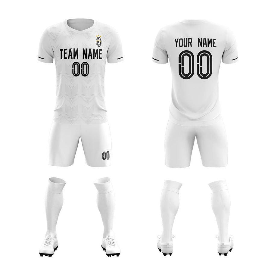 Custom White Black Training Men Uniform Soccer Sets Jersey | BuyFootballJersey