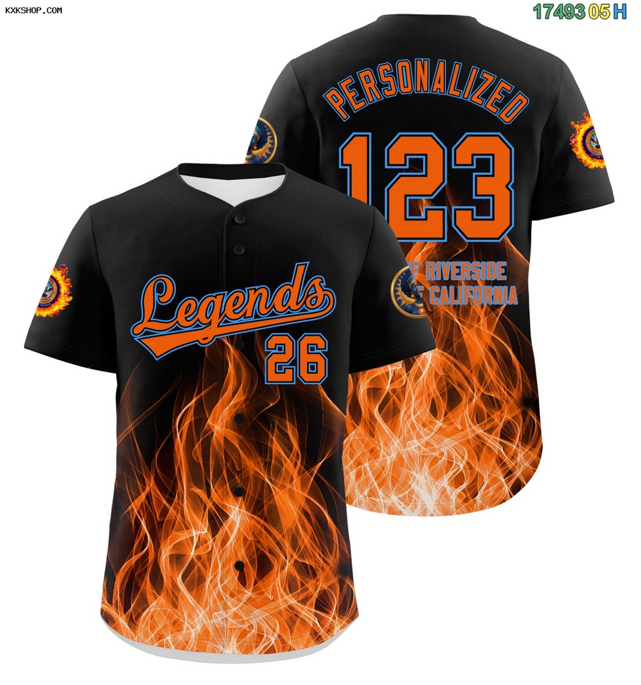 Custom Black Orange Flame Graffiti Pattern Personalization Baseball Jersey | BuyFootballJersey