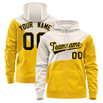 Custom Cream Gold Color Block Varsity Full-Zip Letterman Wave Jacket Hoodie | BuyFootballJersey