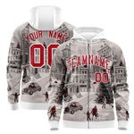 Custom White Red Christmas Graffiti Pattern Athletic Full-Zip Hoodie | BuyFootballJersey