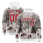 Custom White Red Christmas Graffiti Pattern Athletic Full-Zip Hoodie | BuyFootballJersey
