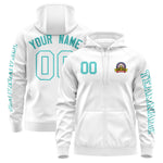 Custom White Bright Green Varsity Full-Zip Letterman Classic Jacket Hoodie | BuyFootballJersey