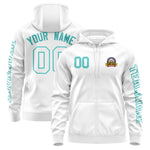 Custom White Bright Green Varsity Full-Zip Letterman Classic Jacket Hoodie | BuyFootballJersey